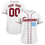 Custom White Crimson Star Ribbing Baseball Jersey | BuyFootballJersey