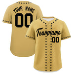 Custom Old Gold Black Star Ribbing Baseball Jersey | BuyFootballJersey