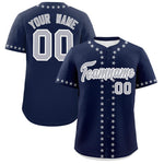 Custom Navy Gray Star Ribbing Baseball Jersey | BuyFootballJersey
