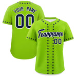 Custom Neon Green Navy Star Ribbing Baseball Jersey | BuyFootballJersey