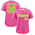 Custom Pink Neon Green Star Ribbing Baseball Jersey | BuyFootballJersey