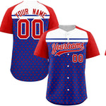 Custom Royal Red-White Raglan Sleeve Personalized Star Print Baseball Jersey | BuyFootballJersey