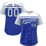 Custom Royal Silver-White Raglan Sleeve Personalized Star Print Baseball Jersey | BuyFootballJersey