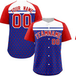 Custom Royal Red-White Raglan Sleeve Personalized Star Print Baseball Jersey | BuyFootballJersey
