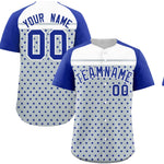 Custom Silver Royal-White Raglan Sleeve Personalized Star Print Baseball Jersey | BuyFootballJersey
