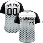 Custom Silver Black-White Raglan Sleeve Personalized Star Print Baseball Jersey | BuyFootballJersey