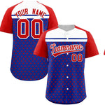 Custom Royal Red-White Raglan Sleeve Personalized Star Print Baseball Jersey | BuyFootballJersey
