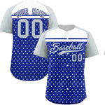 Custom Royal Silver-White Raglan Sleeve Personalized Star Print Baseball Jersey | BuyFootballJersey