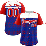 Custom Royal Red-White Raglan Sleeve Personalized Star Print Baseball Jersey | BuyFootballJersey