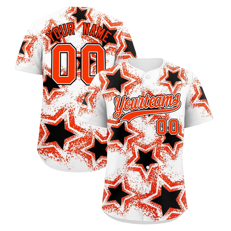 Custom White Black Baseball Jersey - Star Graffiti Team Baseball Uniforms for Practice & Game Day Lightweight | BuyFootballJersey