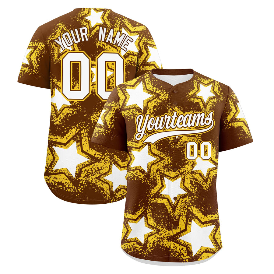 Custom Brown Baseball Jersey - Star Graffiti Team Baseball Uniforms for Practice & Game Day Stretch Fabric | BuyFootballJersey