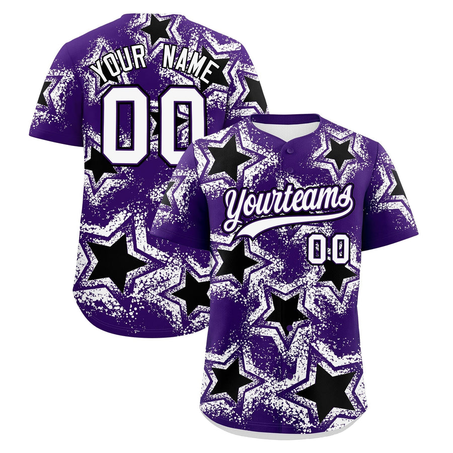 Custom Purple White Baseball Jersey - Star Graffiti Team Baseball Uniforms for Practice & Game Day Lightweight | BuyFootballJersey