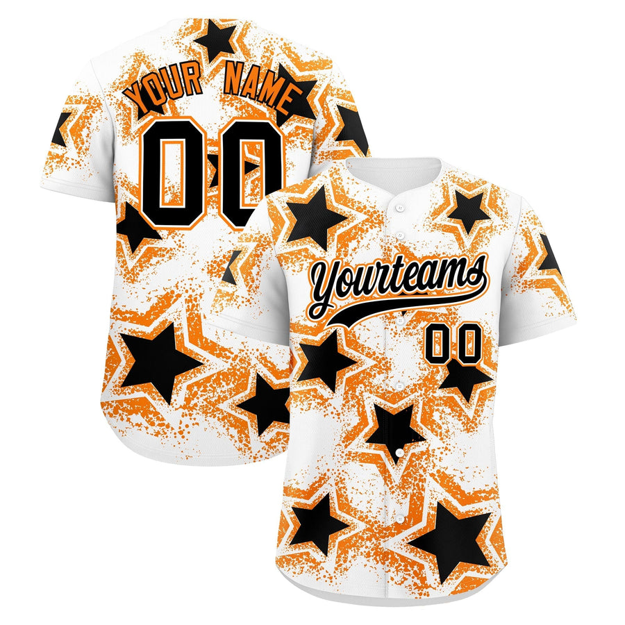 Custom White Orange Baseball Jersey - Star Graffiti Team Baseball Uniforms for Practice & Game Day Lightweight | BuyFootballJersey
