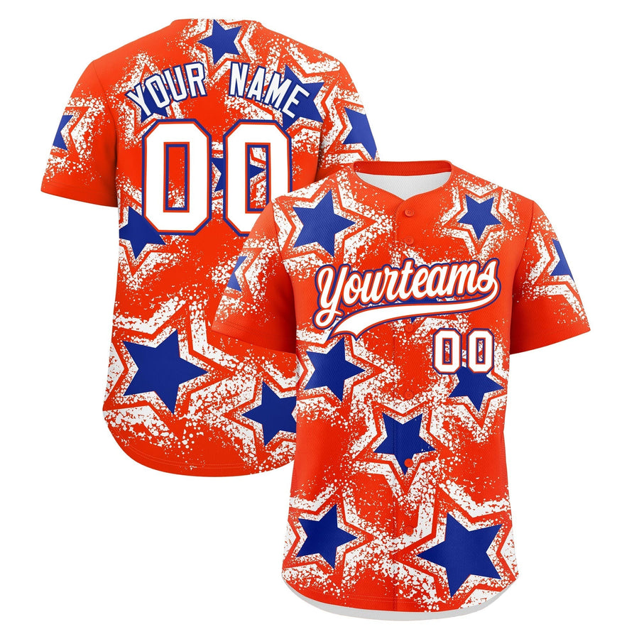 Custom Orange White Baseball Jersey - Star Graffiti Team Baseball Uniforms for Practice & Game Day Lightweight | BuyFootballJersey