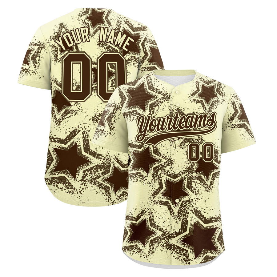 Custom Cream Light Baseball Jersey - Star Graffiti Team Baseball Uniforms for Practice & Game Day Lightweight | BuyFootballJersey