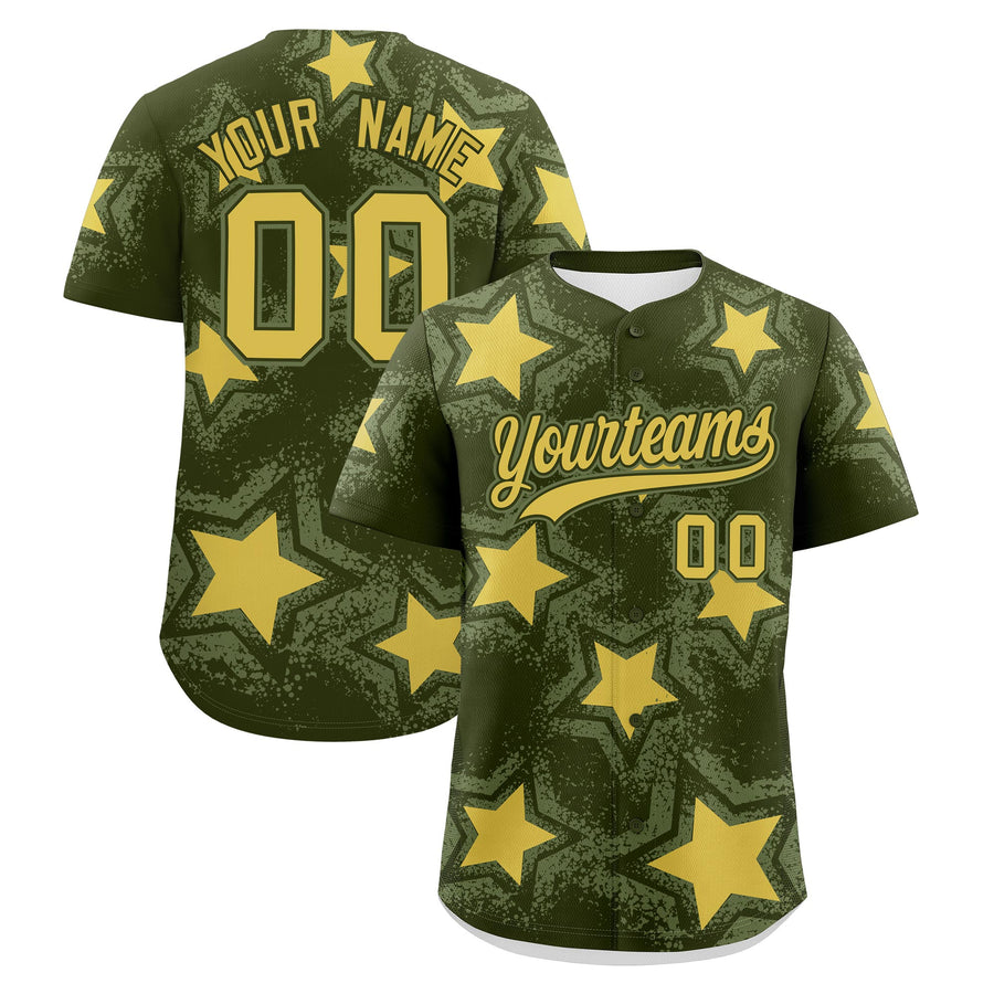 Custom Olive Baseball Jersey - Star Graffiti Team Baseball Uniforms for Practice & Game Day Stretch Fabric | BuyFootballJersey