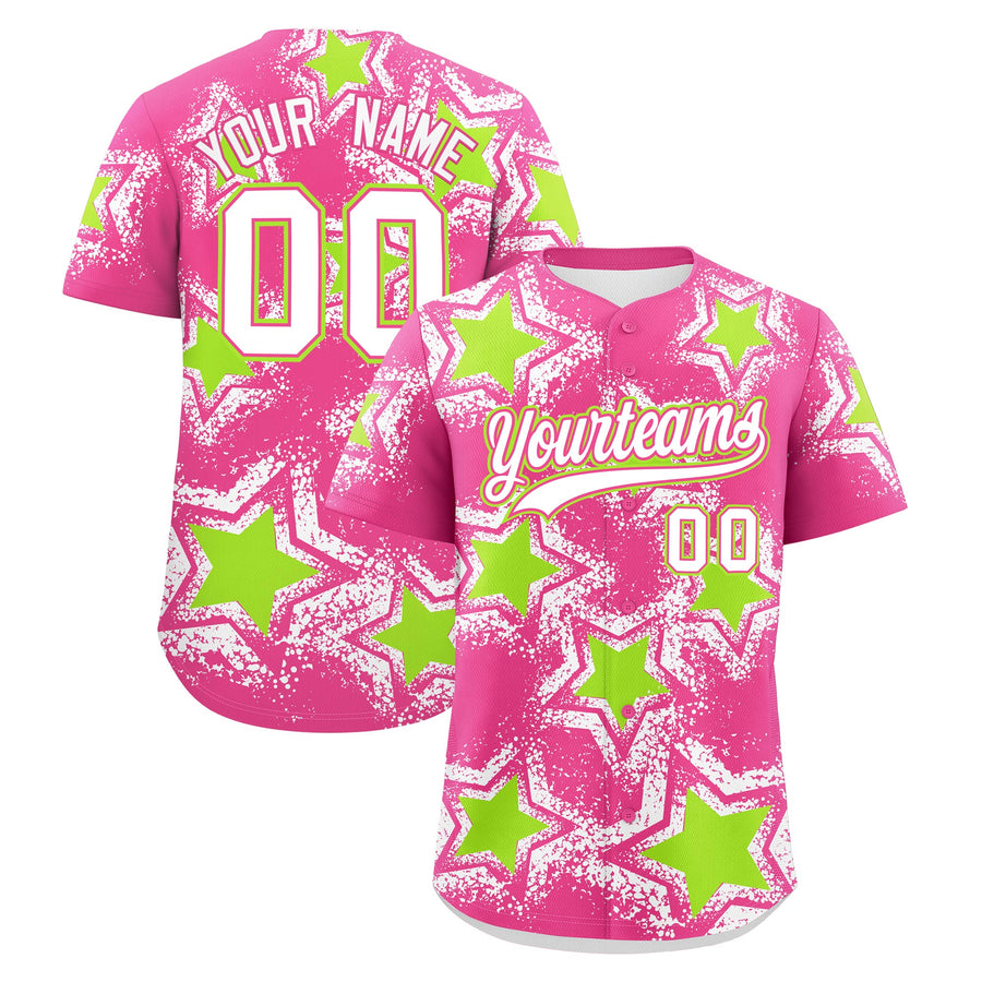 Custom Pink White Baseball Jersey - Star Graffiti Team Baseball Uniforms for Practice & Game Day Lightweight | BuyFootballJersey
