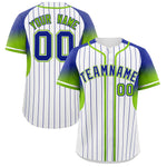 Custom White Royal Stripe Fashion Sleeves Gradient Baseball Jersey | BuyFootballJersey