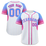 Custom White Powder Blue Stripe Fashion Sleeves Gradient Baseball Jersey | BuyFootballJersey