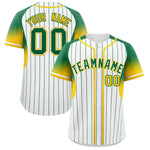 Custom White Kelly Green Stripe Fashion Sleeves Gradient Baseball Jersey | BuyFootballJersey