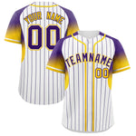 Custom White Purple Stripe Fashion Sleeves Gradient Baseball Jersey | BuyFootballJersey