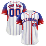 Custom White Royal Stripe Fashion Sleeves Gradient Baseball Jersey | BuyFootballJersey