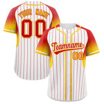 Custom White Red Stripe Fashion Sleeves Gradient Baseball Jersey | BuyFootballJersey