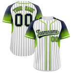 Custom White Navy Stripe Fashion Sleeves Gradient Baseball Jersey | BuyFootballJersey