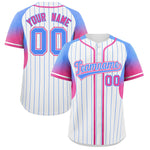 Custom White Powder Blue Stripe Fashion Sleeves Gradient Baseball Jersey | BuyFootballJersey