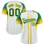 Custom White Kelly Green Stripe Fashion Sleeves Gradient Baseball Jersey | BuyFootballJersey