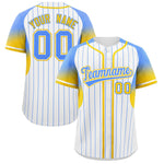 Custom White Powder Blue Stripe Fashion Sleeves Gradient Baseball Jersey | BuyFootballJersey
