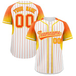 Custom White Orange Stripe Fashion Sleeves Gradient Baseball Jersey | BuyFootballJersey