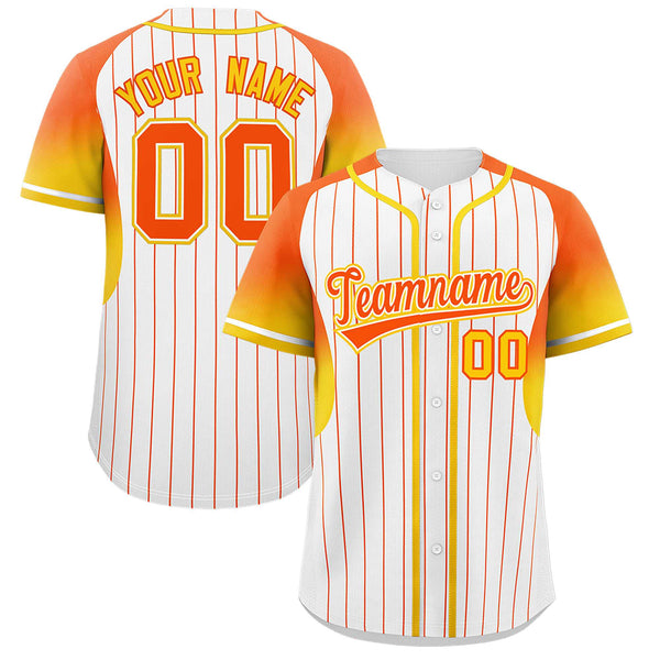 Custom White Orange Stripe Fashion Sleeves Gradient Baseball Jersey | BuyFootballJersey
