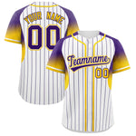 Custom White Purple Stripe Fashion Sleeves Gradient Baseball Jersey | BuyFootballJersey