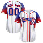 Custom White Royal Stripe Fashion Sleeves Gradient Baseball Jersey | BuyFootballJersey