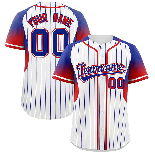 Custom White Royal Stripe Fashion Sleeves Gradient Baseball Jersey | BuyFootballJersey