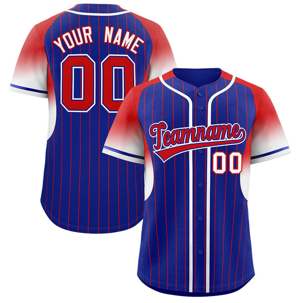 Custom Royal Red Stripe Fashion Sleeves Gradient Baseball Jersey | BuyFootballJersey