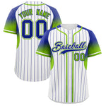 Custom White Royal Stripe Fashion Sleeves Gradient Baseball Jersey | BuyFootballJersey