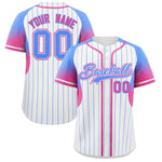 Custom White Powder Blue Stripe Fashion Sleeves Gradient Baseball Jersey | BuyFootballJersey