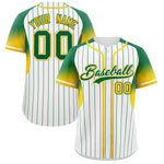 Custom White Kelly Green Stripe Fashion Sleeves Gradient Baseball Jersey | BuyFootballJersey