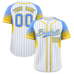 Custom White Powder Blue Stripe Fashion Sleeves Gradient Baseball Jersey | BuyFootballJersey