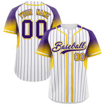 Custom White Purple Stripe Fashion Sleeves Gradient Baseball Jersey | BuyFootballJersey