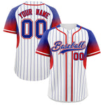 Custom White Royal Stripe Fashion Sleeves Gradient Baseball Jersey | BuyFootballJersey