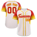 Custom White Red Stripe Fashion Sleeves Gradient Baseball Jersey | BuyFootballJersey
