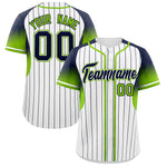 Custom White Navy Stripe Fashion Sleeves Gradient Baseball Jersey | BuyFootballJersey