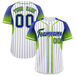 Custom White Royal Stripe Fashion Sleeves Gradient Baseball Jersey | BuyFootballJersey