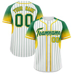 Custom White Kelly Green Stripe Fashion Sleeves Gradient Baseball Jersey | BuyFootballJersey