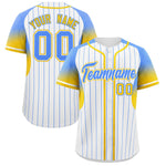 Custom White Powder Blue Stripe Fashion Sleeves Gradient Baseball Jersey | BuyFootballJersey
