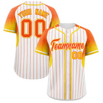 Custom White Orange Stripe Fashion Sleeves Gradient Baseball Jersey | BuyFootballJersey