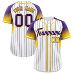 Custom White Purple Stripe Fashion Sleeves Gradient Baseball Jersey | BuyFootballJersey